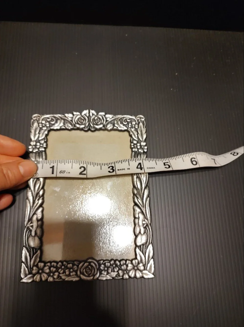🌹🩶🌹Darling Vintage 90's Pewter Rose Floral Tabletop Picture Frame